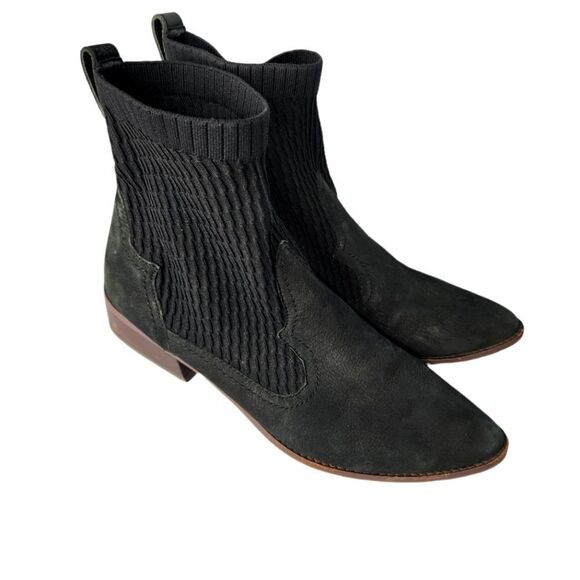Cecilia New York Tomas Knit Nubuck Leather Bootie Ankle Boots 9 - Picture 1 of 7
